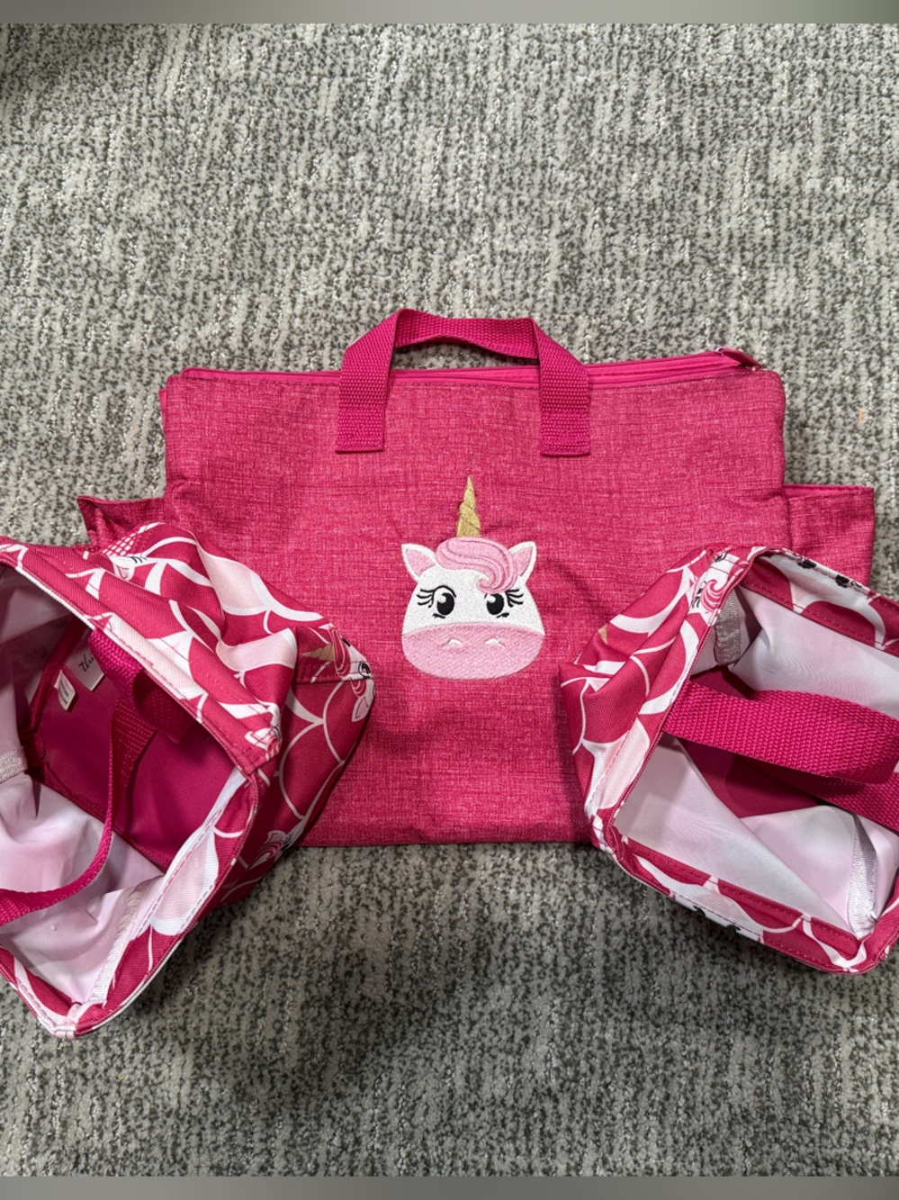 thirty-one Pink Unicorn Kids Tote with Matching Littles Carry All Totes